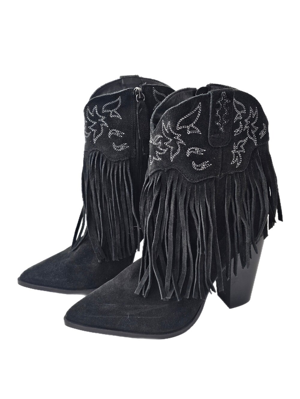 Dingo Crazy Train DI 185 Black Suede Fringe Western Cowboy Boots 11M NWOB